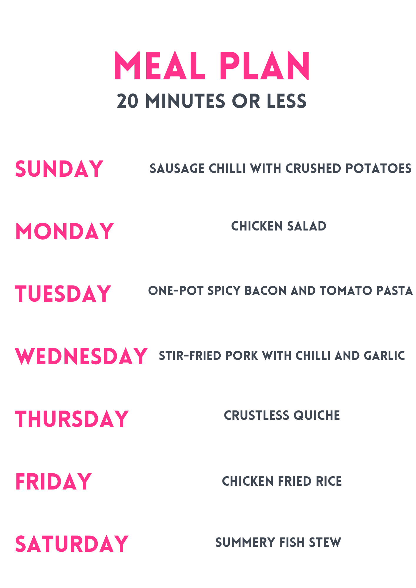 Image of weekly meal plan 